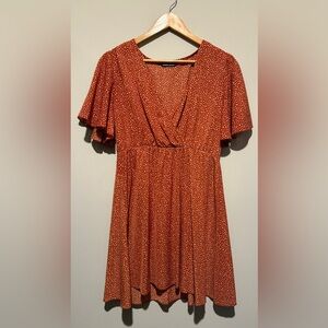 Elegant Rust Polka Dot Dress